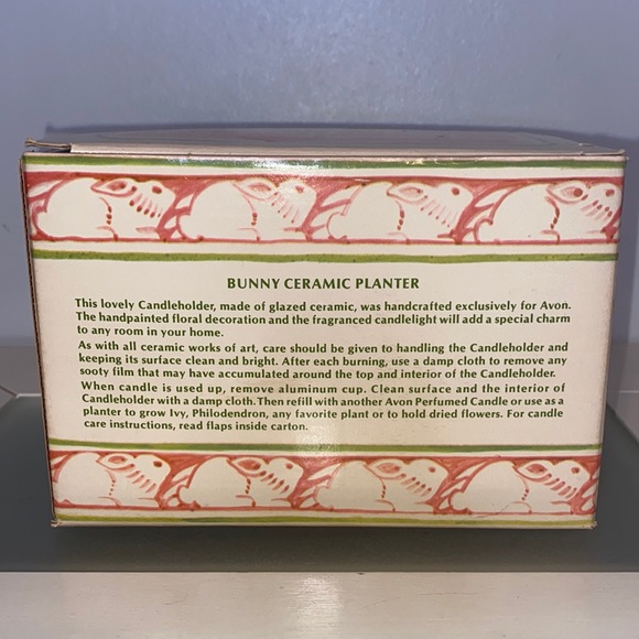 Vintage Avon Hand Painted Floral Glazed Ceramic Bunny Planter/Candle Holder-NIB - Picture 11 of 13